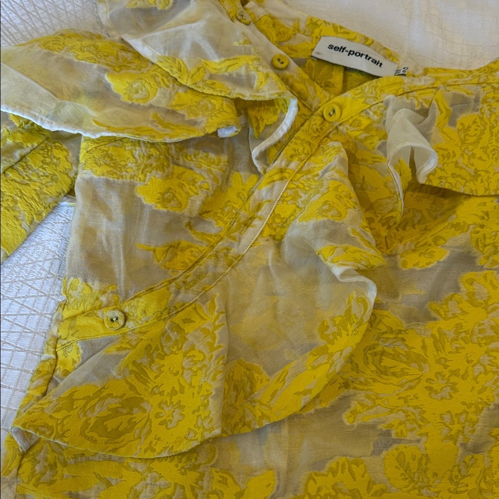 Self-Portrait Yellow Jacquard Floral Top - Picture 3 of 13